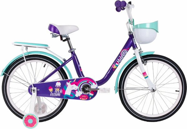 Изображение товара Детский велосипед Tech Team Melody 18 / NN012357 (фиолетовый/бирюзовый, разобранный, в коробке)