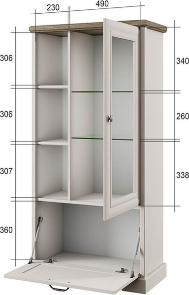 Изображение товара Шкаф с витриной Anrex Toscana New 1V1D3N (персидский жемчуг/каньон)