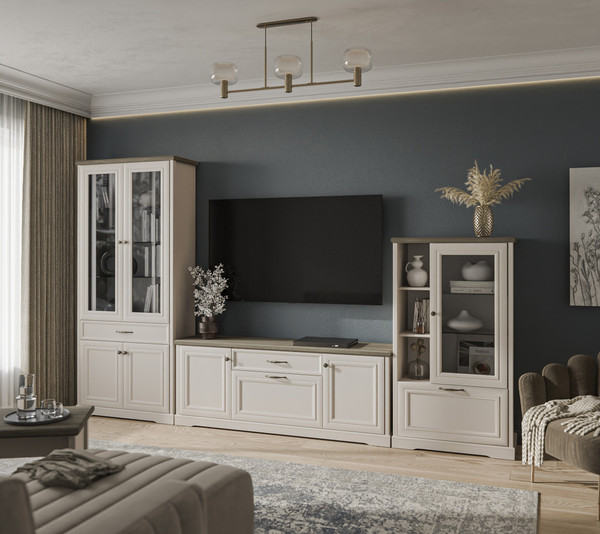 Изображение товара Шкаф с витриной Anrex Toscana New 1V1D3N (персидский жемчуг/каньон)