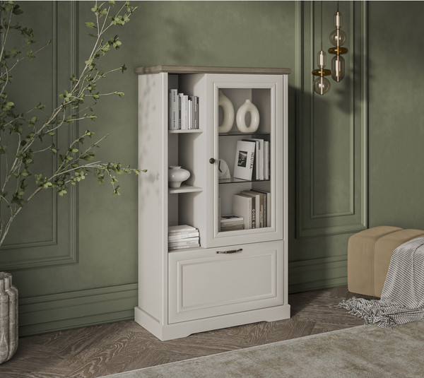 Изображение товара Шкаф с витриной Anrex Toscana New 1V1D3N (персидский жемчуг/каньон)