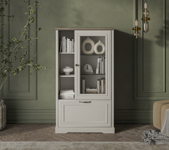 Изображение товара Шкаф с витриной Anrex Toscana New 1V1D3N (персидский жемчуг/каньон)