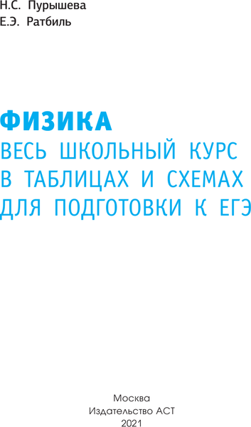 Изображение товара Учебное пособие АСТ ЕГЭ. Физика. Весь школьный курс в таблицах и схемах (Пурышева Наталия, Ратбиль Елена)