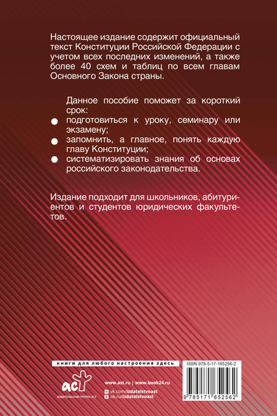 Изображение товара Учебное пособие АСТ Конституция РФ с таблицами и схемами для подготовки к экз.