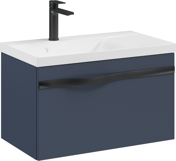 Изображение товара Тумба под умывальник Lauter Eva 69 (гранатовый полуматовый, ручка черная матовая сталь)