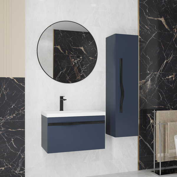 Изображение товара Тумба под умывальник Lauter Eva 69 (гранатовый полуматовый, ручка черная матовая сталь)