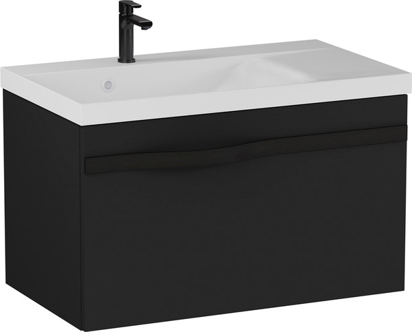 Изображение товара Тумба под умывальник Lauter Eva 69 (черный матовый, ручка черная матовая сталь)