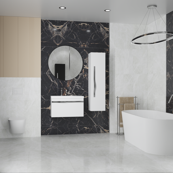 Изображение товара Тумба под умывальник Lauter Eva 69 (белый глянец, ручка из матовой стали)