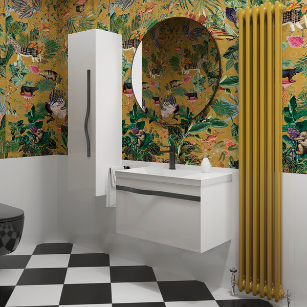 Изображение товара Тумба под умывальник Lauter Eva 69 (белый глянец, ручка из матовой стали)