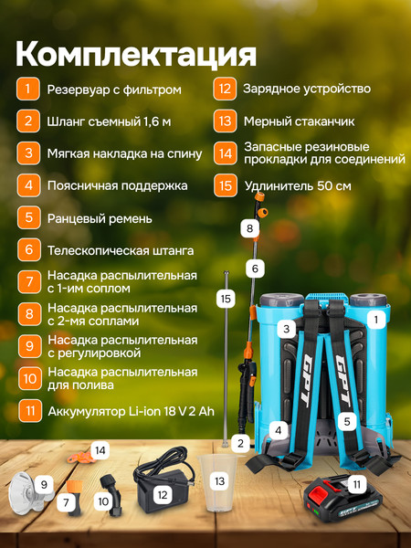 Изображение товара Опрыскиватель аккумуляторный GPT ZFB-12 (Comfort Mix)