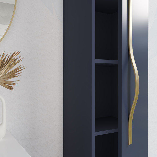 Изображение товара Шкаф-полупенал для ванной Lauter Навесной Eva (гранатовый полуматовый, ручка из матовой стали)