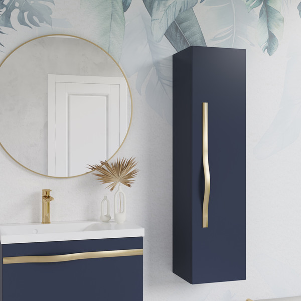 Изображение товара Шкаф-полупенал для ванной Lauter Навесной Eva (гранатовый полуматовый, ручка из матовой стали)