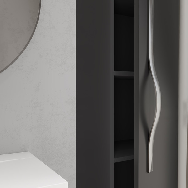 Изображение товара Шкаф-полупенал для ванной Lauter Навесной Eva (черный матовый, ручка из матовой стали)