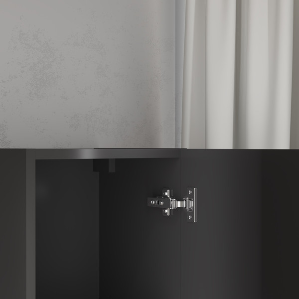 Изображение товара Шкаф-полупенал для ванной Lauter Навесной Eva (черный матовый, ручка из матовой стали)
