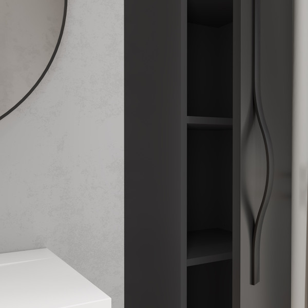 Изображение товара Шкаф-полупенал для ванной Lauter Навесной Eva (черный матовый, ручка черный матовая сталь)