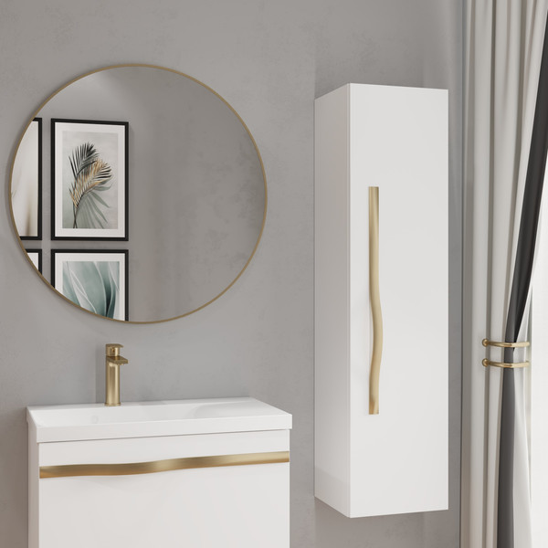 Изображение товара Шкаф-полупенал для ванной Lauter Навесной Eva (белый глянец, ручка золото матовая сталь)