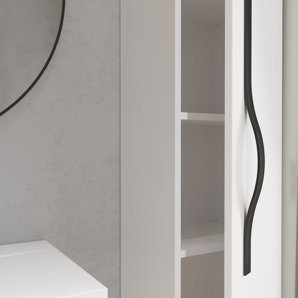 Изображение товара Шкаф-полупенал для ванной Lauter Навесной Eva (белый глянец, ручка черный матовая сталь)