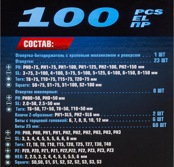 Изображение товара Набор отверток Forsage F-10100 (64754)