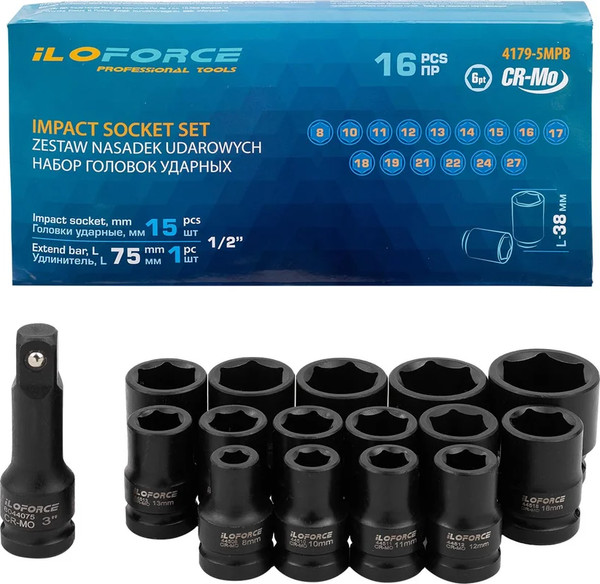 Изображение товара Набор головок слесарных ILOforce IF-4179-5MPB (64727)