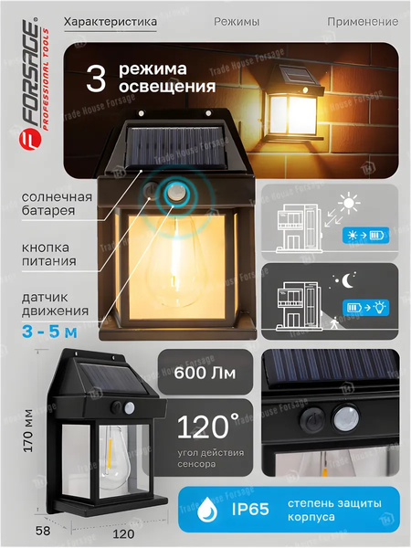 Изображение товара Набор бра уличных Forsage F-WL6009 (62138), (5шт, черный)