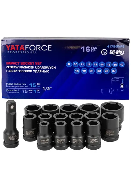Изображение товара Набор головок слесарных Yataforce YF-4179-5MPB (64 728)