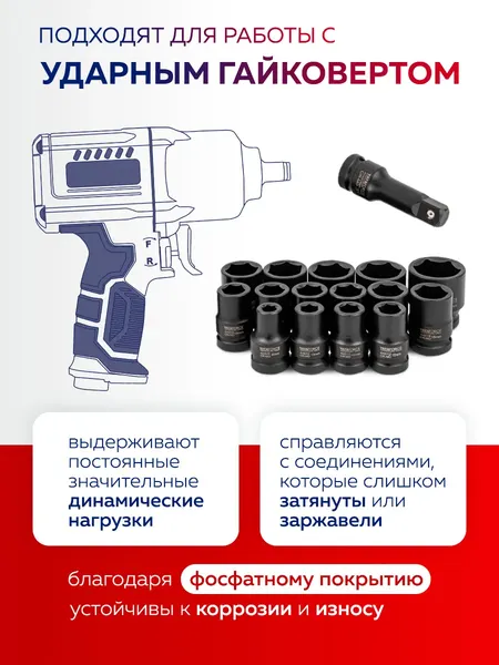 Изображение товара Набор головок слесарных Yataforce YF-4179-5MPB (64 728)