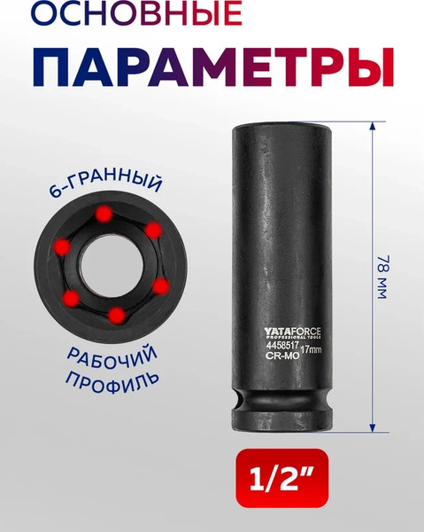 Изображение товара Набор головок слесарных Yataforce YF-4117-5MPB (64 731)