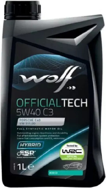 Изображение товара Моторное масло WOLF Officialtech 5W40 C3 / 8333279 (1л)