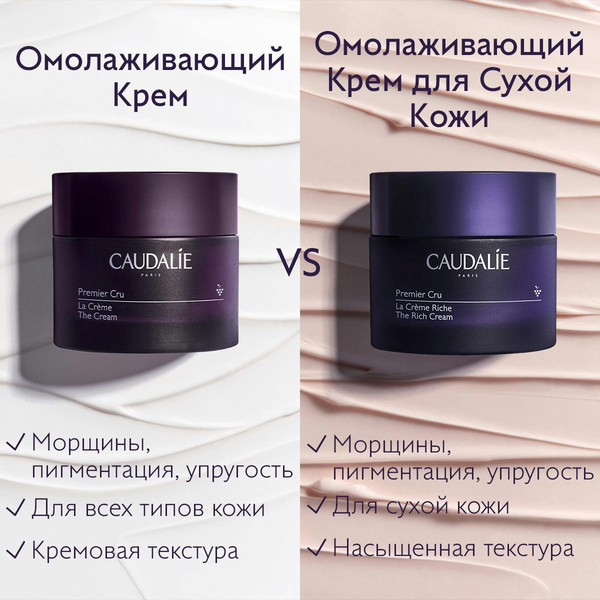 Изображение товара Крем для лица Caudalie Premier Cru Riche Омолаживающий для сухой кожи лица и шеи (50мл, сменный блок)