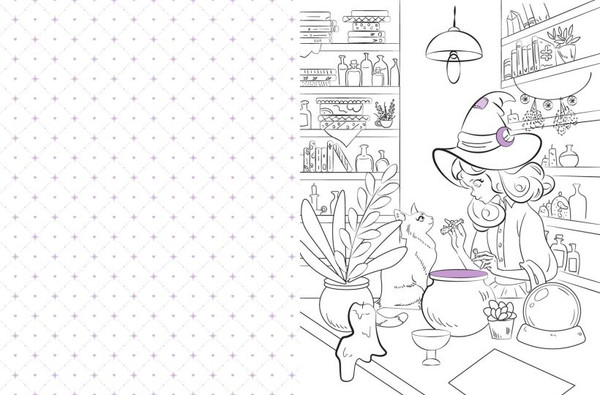 Изображение товара Раскраска Эксмо Очаровательная ведьма и ее котик, мягкая обложка