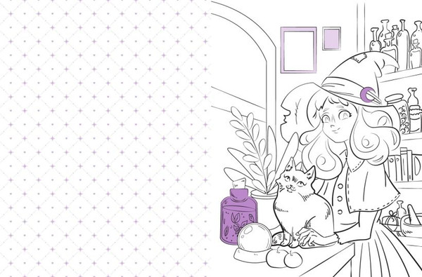 Изображение товара Раскраска Эксмо Очаровательная ведьма и ее котик, мягкая обложка