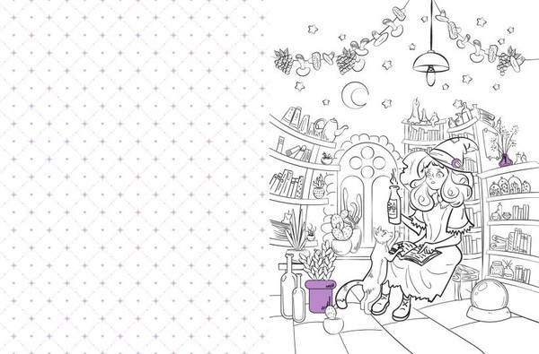 Изображение товара Раскраска Эксмо Очаровательная ведьма и ее котик, мягкая обложка