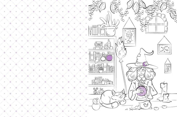 Изображение товара Раскраска Эксмо Очаровательная ведьма и ее котик, мягкая обложка