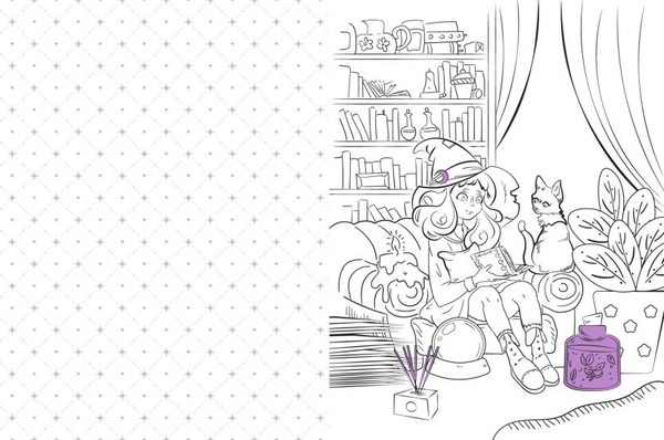Изображение товара Раскраска Эксмо Очаровательная ведьма и ее котик, мягкая обложка