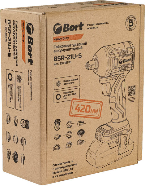 Изображение товара Аккумуляторный гайковерт Bort BSR-21U-S (93418675)