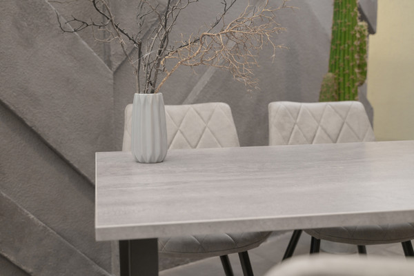 Изображение товара Обеденный стол Notta Лота Лофт 120 25 мм / 489666 (бетон/черный матовый)