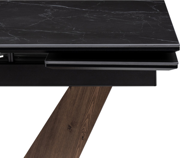 Изображение товара Обеденный стол Woodville Кели 140-200х80х76 / 532394 (черный мрамор/орех кантри/черный)
