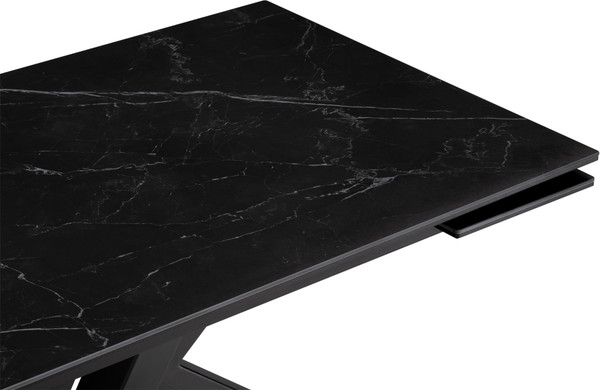 Изображение товара Обеденный стол Woodville Бронхольм 140-200х80х77 / 532397 (черный мрамор/черный)