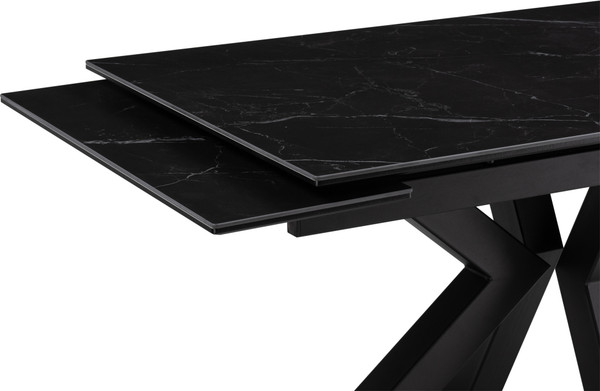 Изображение товара Обеденный стол Woodville Бронхольм 140-200х80х77 / 532397 (черный мрамор/черный)