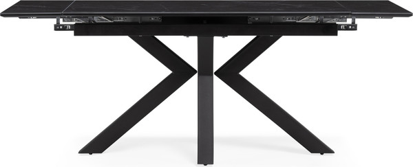 Изображение товара Обеденный стол Woodville Бронхольм 140-200х80х77 / 532397 (черный мрамор/черный)