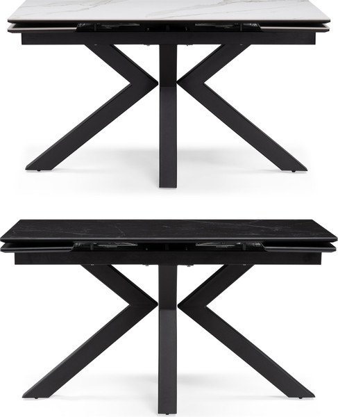 Изображение товара Обеденный стол Woodville Бронхольм 140-200х80х77 / 532397 (черный мрамор/черный)