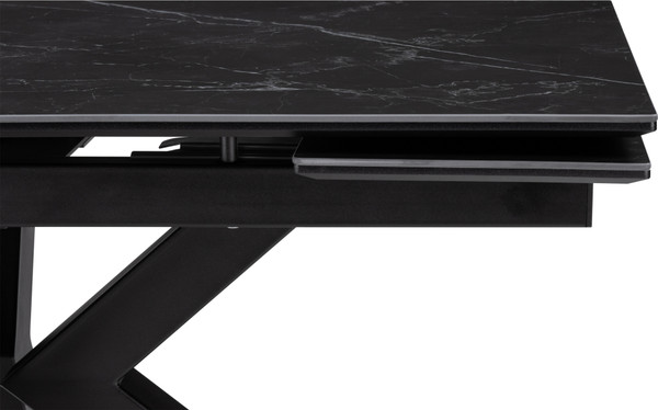 Изображение товара Обеденный стол Woodville Бронхольм 140-200х80х77 / 532397 (черный мрамор/черный)