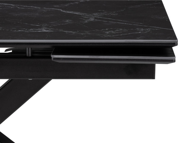 Изображение товара Обеденный стол Woodville Бронхольм 140-200х80х77 / 532397 (черный мрамор/черный)