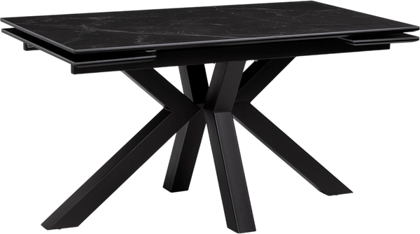 Изображение товара Обеденный стол Woodville Бронхольм 140-200х80х77 / 532397 (черный мрамор/черный)
