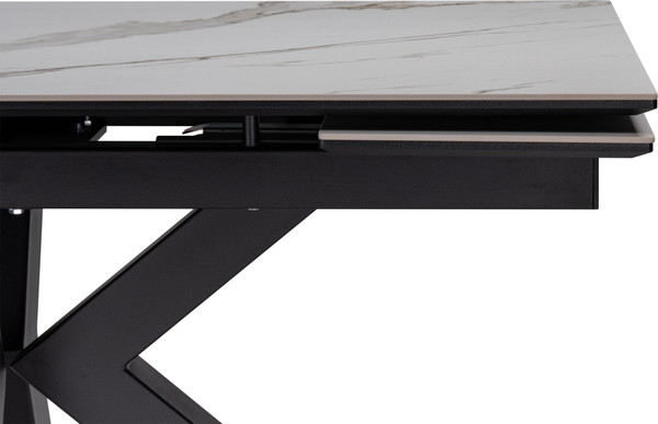 Изображение товара Обеденный стол Woodville Бронхольм 140-200х80х77 / 532396 (белый мрамор/черный)