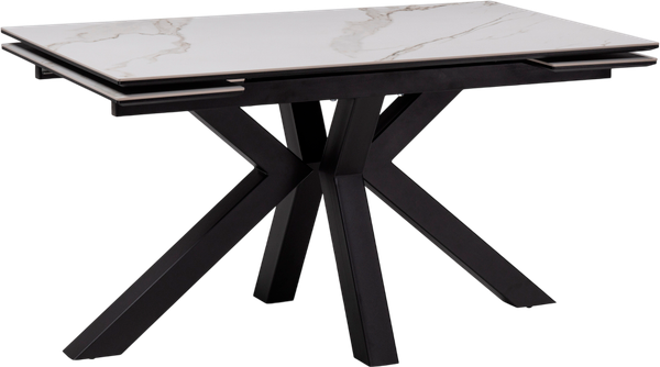 Изображение товара Обеденный стол Woodville Бронхольм 140-200х80х77 / 532396 (белый мрамор/черный)
