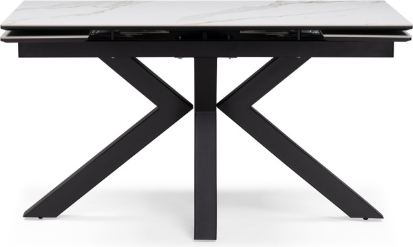 Изображение товара Обеденный стол Woodville Бронхольм 140-200х80х77 / 532396 (белый мрамор/черный)