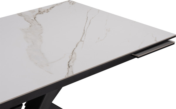 Изображение товара Обеденный стол Woodville Бронхольм 140-200х80х77 / 532396 (белый мрамор/черный)