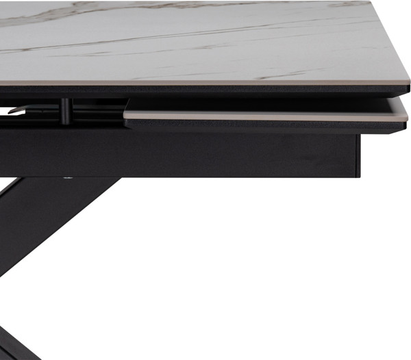 Изображение товара Обеденный стол Woodville Бронхольм 140-200х80х77 / 532396 (белый мрамор/черный)