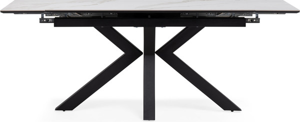 Изображение товара Обеденный стол Woodville Бронхольм 140-200х80х77 / 532396 (белый мрамор/черный)