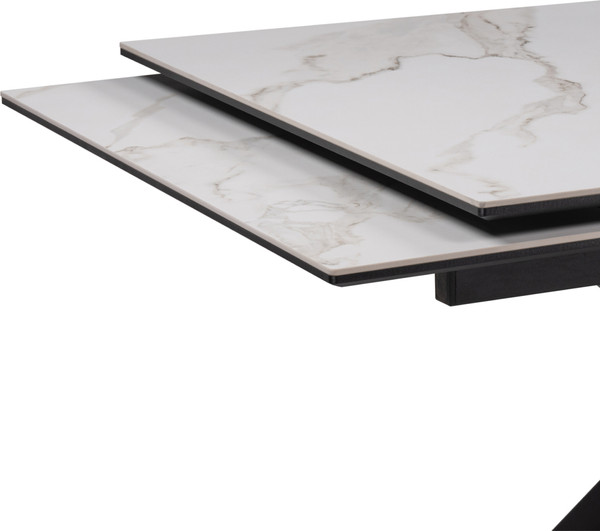 Изображение товара Обеденный стол Woodville Бронхольм 140-200х80х77 / 532396 (белый мрамор/черный)